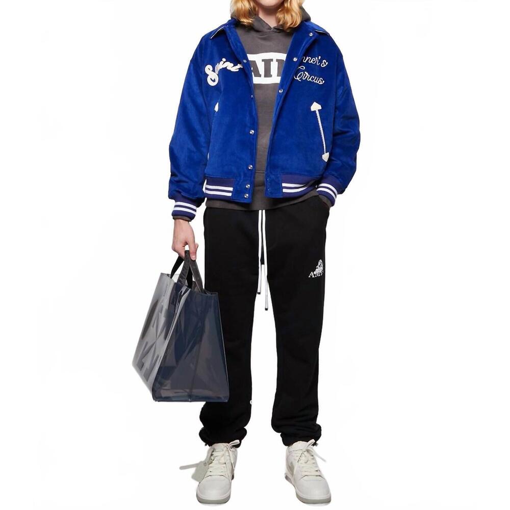 NEW AMIRI crystal outline cherub sweatpants in black